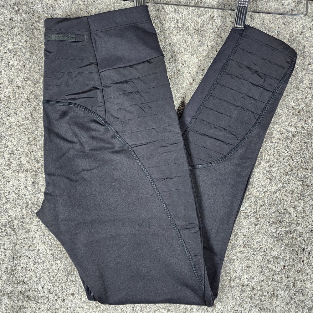 Athleta Peak Hybrid Fleece Tight Womens S Black Moto Quilted Pockets Excellent